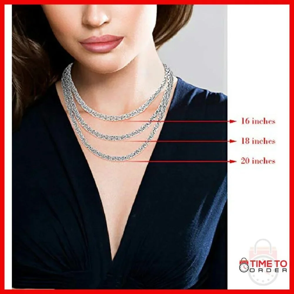 Sterling Silver Byzantine Chain Necklace 18 Inch Handmade Italy